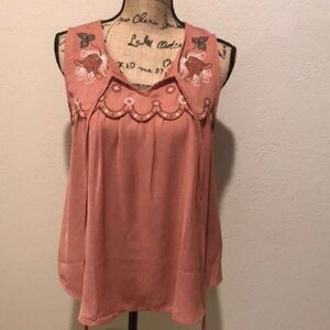 E & M Sleeveless Top Salmon Peach Color